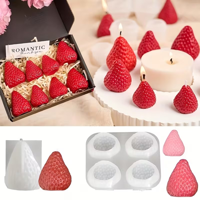 Soap Making Tools - Strawberry Silicone Candle Mold for DIY