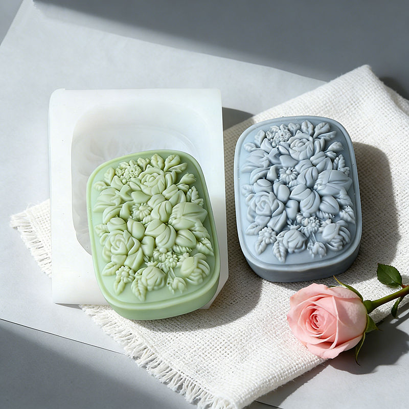 Soap Making Business - Square Floral Silicone Soap Mold with