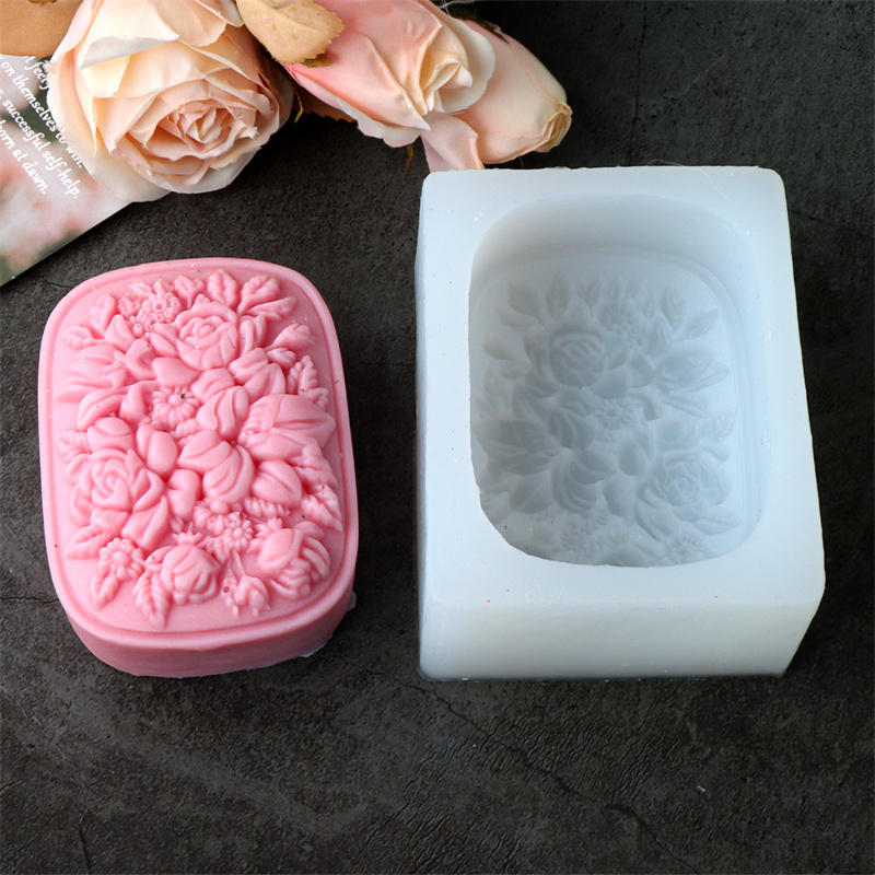 Square Floral Silicone Soap Mo - đánh giá và giá Soap Making Business