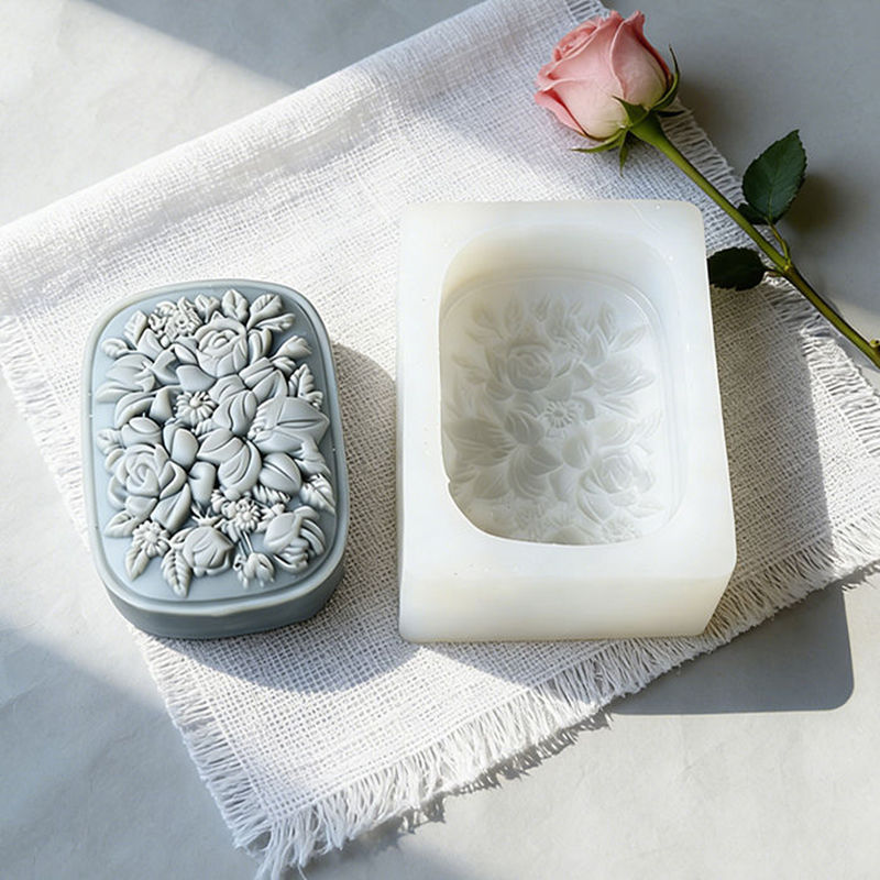 Square Floral Silicone Soap Mo - đánh giá và giá Soap Making Business