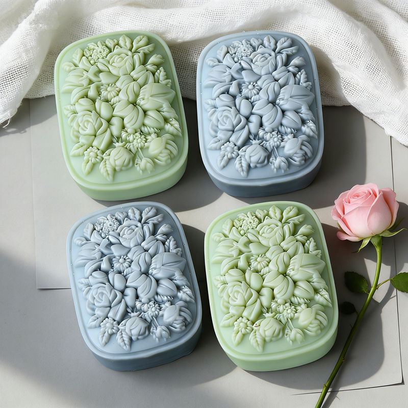 Square Floral Silicone Soap Mo - đánh giá và giá Soap Making Business