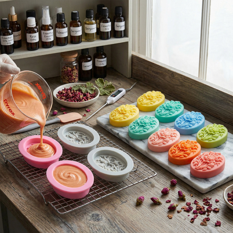 4 Silicone mold with flower sh - đánh giá và giá Soap Making Tools